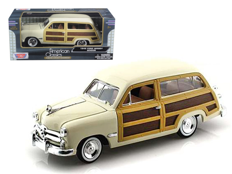 1949 Ford Woody Wagon Beige 1/24 Diecast Model Car by Motormax - Minihomy