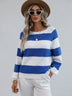 Striped Raglan Sleeve Ribbed Trim Knit Top - Minihomy