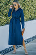 Button Front Textured Slit Shirt Dress with Belt - Minihomy