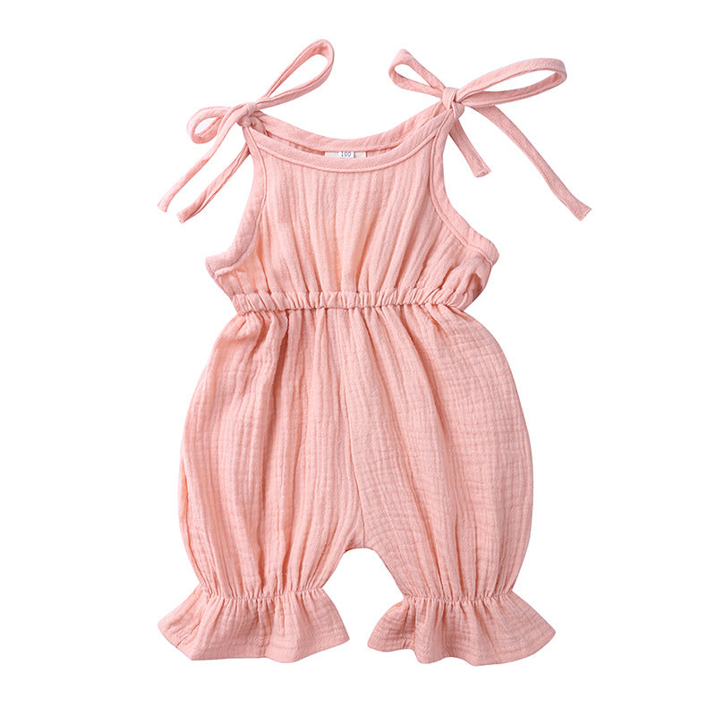 Newborn Toddler Baby Girls Sleeveless Solid Romper Jumpsuit Outfit