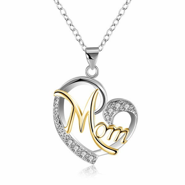 Women's Necklaces  Mom Color Separation Heart-shaped Diamonds Mother'  Day Gifts