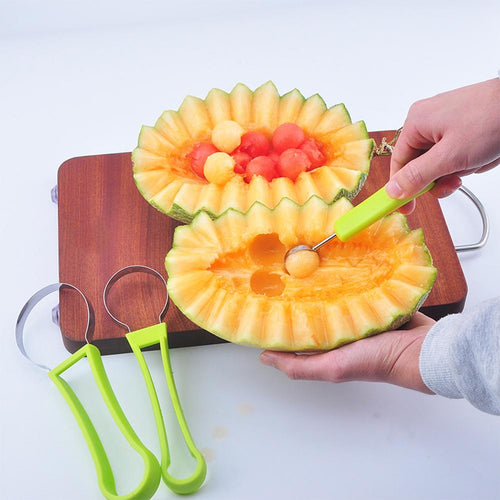 Three-in-one Stainless Steel Multi-purpose Fruit Ball Excavator Spoon Portable Digging Kitchen Tool Summer Party