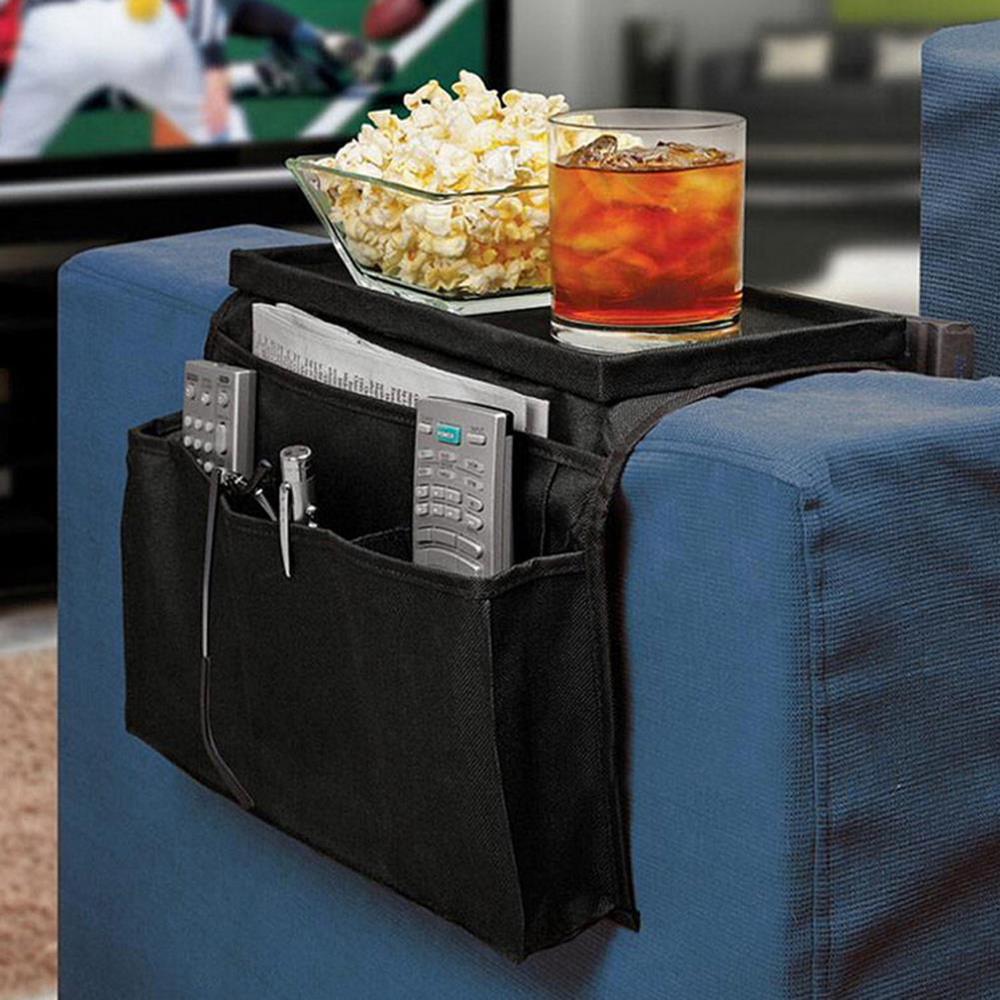 Pockets Sofa Handrail Couch Armrest Arm Rest Organizer Remote Control Holder Bag On TV Sofa