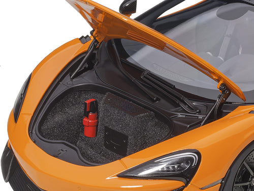Mclaren 600LT Myan Orange and Carbon 1/18 Model Car by Autoart