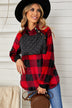 Plaid Raglan Sleeve Curved Hem Sweatshirt - Minihomy