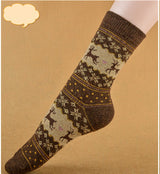 Women's Thickened Warm Retro Christmas Print Socks