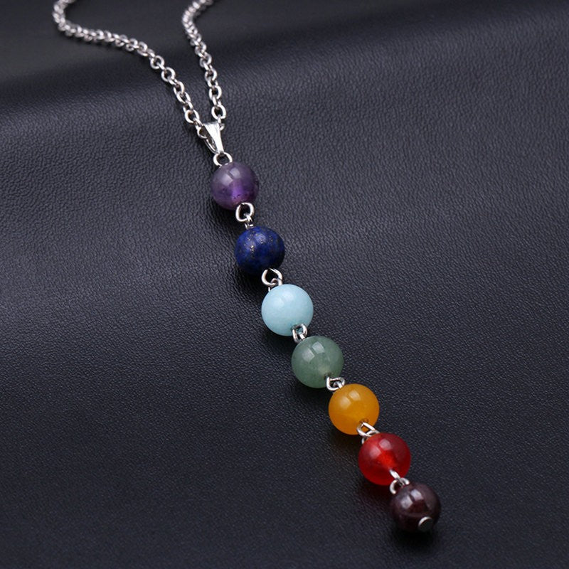 Chakra Gem Stone Beads Pendant Necklace