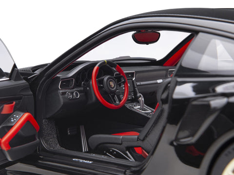 Porsche 911 (991.2) GT2 RS Weissach Package Black with Carbon Stripes 1/18 Model Car by Autoart