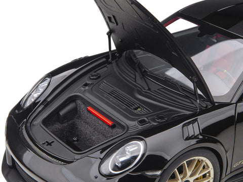 Porsche 911 (991.2) GT2 RS Weissach Package Black with Carbon Stripes 1/18 Model Car by Autoart