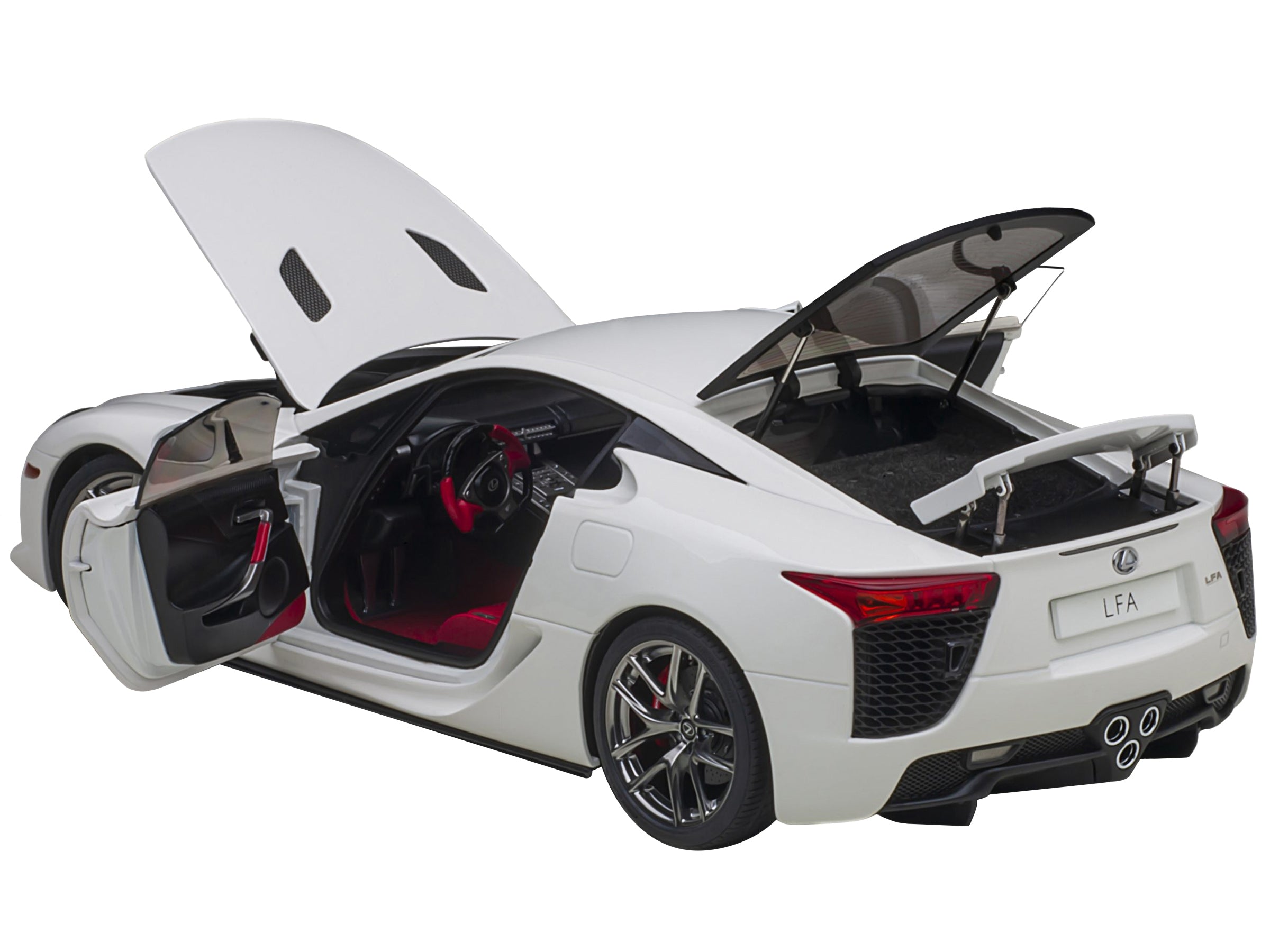 Lexus LFA Whitest White with Red and Black Interior 1/18 Model Car by Autoart - Minihomy