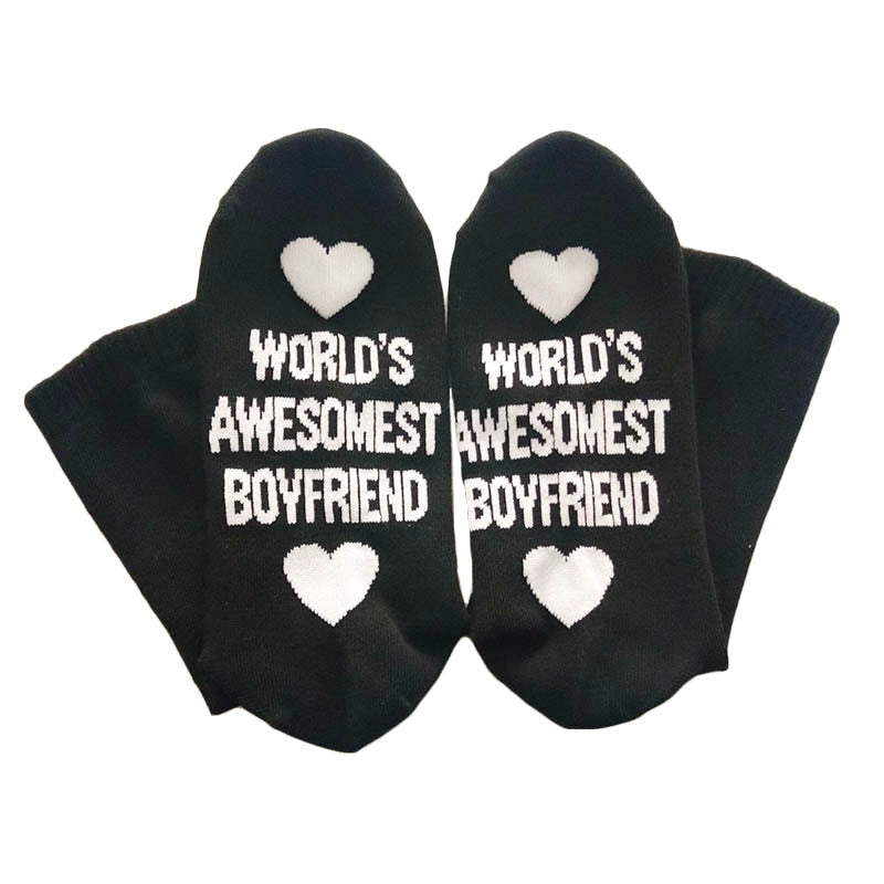 Men Women Cotton Socks Printing Letter Funny Socks For Boyfriend Girlfriend Valentine's Day Gift