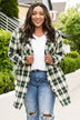 Plus Size Plaid Curved Hem Button Front Shirt - Minihomy