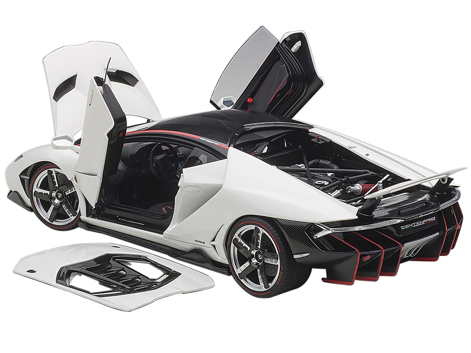 Lamborghini Centenario Bianci Isis / Solid White with Carbon Top 1/18 Model Car by Autoart - Minihomy