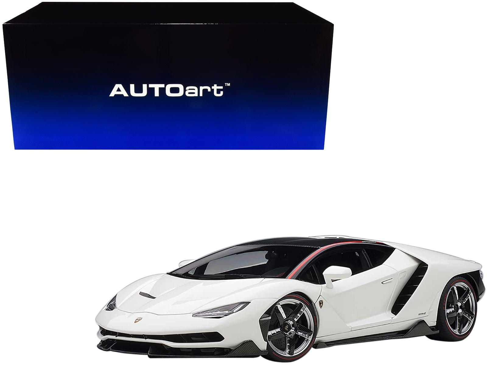 Lamborghini Centenario Bianci Isis / Solid White with Carbon Top 1/18 Model Car by Autoart - Minihomy