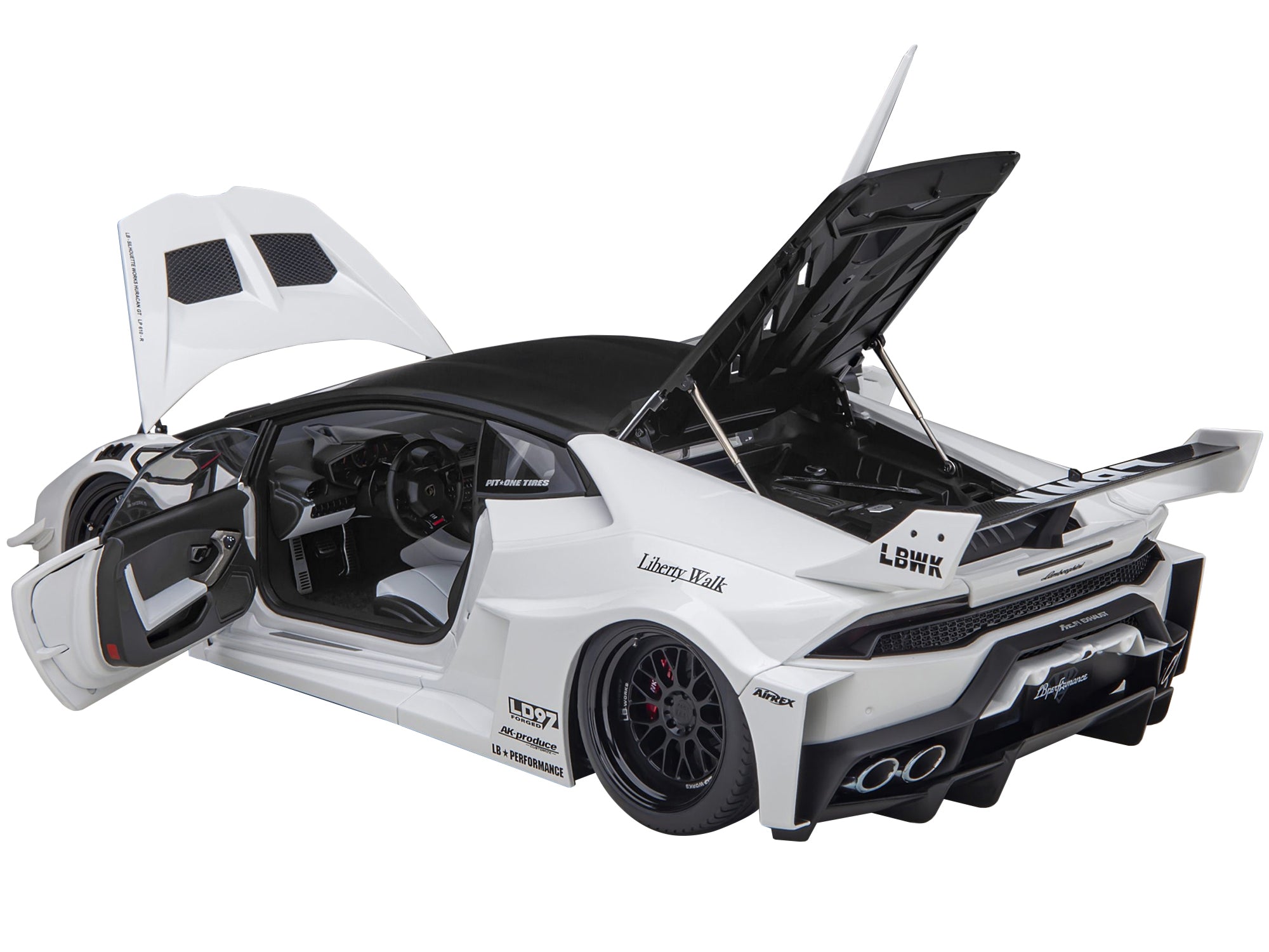 Lamborghini Huracan GT "LB-Silhouette Works" White with Black 1/18 Model Car by Autoart - Minihomy