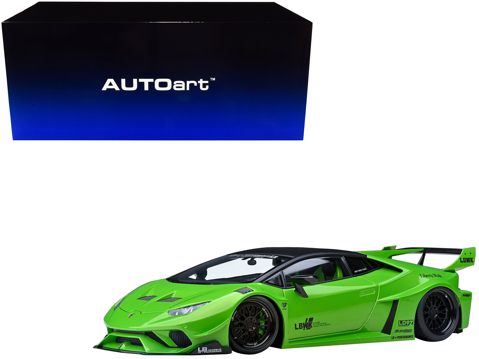 Lamborghini Huracan GT "LB-Silhouette Works" Pearl Green Metallic with Black Top 1/18 Model Car by Autoart - Minihomy