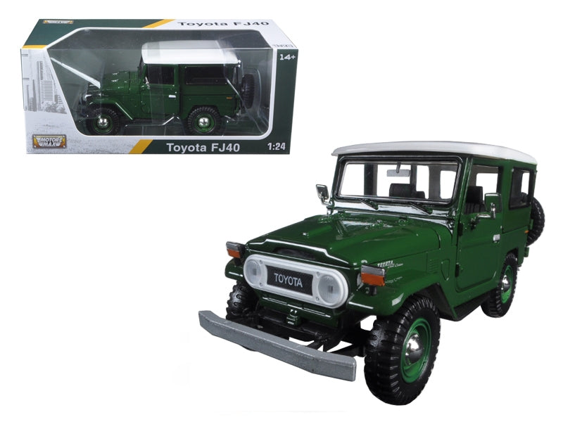 Toyota FJ40 Dark Green with White Top 1/24 Diecast Model Car by Motormax