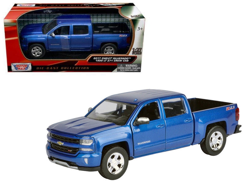 2017 Chevrolet Silverado 1500 LT Z71 Crew Cab Pickup Truck Blue 1/27 Diecast Model Car by Motormax - Minihomy