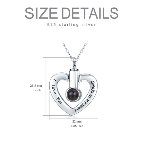 925 Sterling Silver Heart Urn Necklace for Ashes Heart Pendant