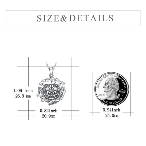 Sterling Silver Alice In Wonderland Cheshire Cat Necklace Jewelry