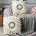 Modern Style White Throw Pillows Velvet Stitching 3D Chrysanthemum Cushion Waist Pillow Blue Cushion Case