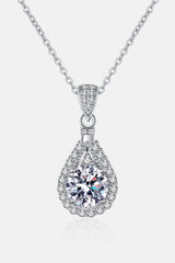 1 Carat Moissanite Teardrop Pendant Chain Necklace - Minihomy