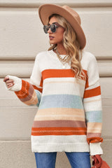 Striped Dropped Shoulder Crewneck Sweater