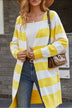 Striped Long Sleeve Longline Cardigan Sweater