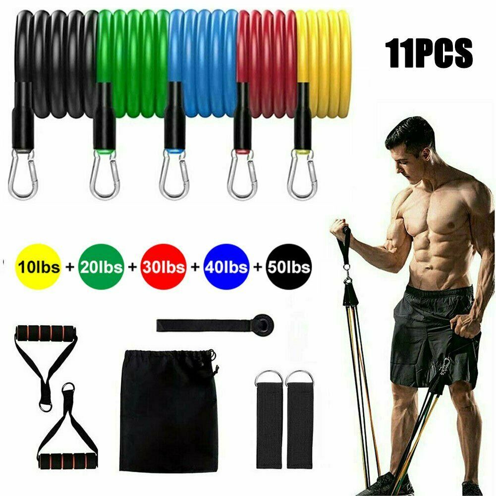 11Pcs/Set Latex Resistance Bands Crossfit Training Exercise Yoga Tubes Pull Rope Rubber Expander Elastic Bands