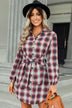 Plaid Tie Front Mini Shirt Dress - Minihomy