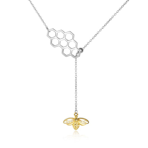 Bee Necklace 925 Sterling Silver Gold Plated Geometric Necklace