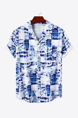 Full Size Printed Button-Up Short Sleeve Shirt