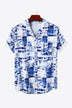 Full Size Printed Button-Up Short Sleeve Shirt - Minihomy