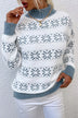 Snowflake Contrast Trim Long Sleeve Sweater