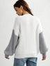 Two-Tone Rib-Knit Dropped Shoulder Sweater - Minihomy