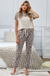 Leopard Splicing Short Sleeve Two Pieces Loungewear - Minihomy