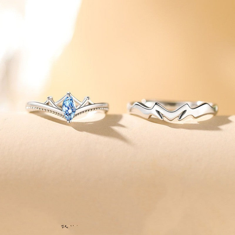 Valentine's Day Gift Fashion Blue Diamond Crown Ring