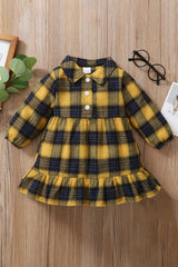 Girls Plaid Ruffled Shirt Dress - Minihomy