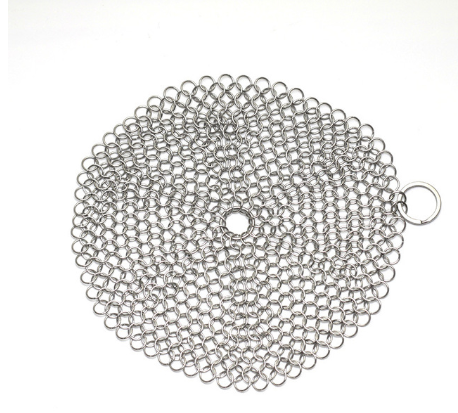 Silver Stainless Steel Cast Iron Cleaner Chainmail Scrubber Home Cookware Clean For Skillets Grill Pans - Minihomy