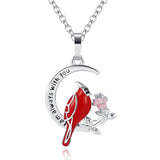 Creative Cardinal Heart Pendant Necklace