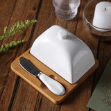 Simple Rectangle Ceramic Butter Dish With Lid Set