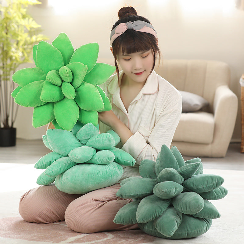 Lifelike Succulent Plants Plush Stuffed Toys Soft Doll Creative Potted Flowers Pillow Chair Cushion For Girls Kids Gift