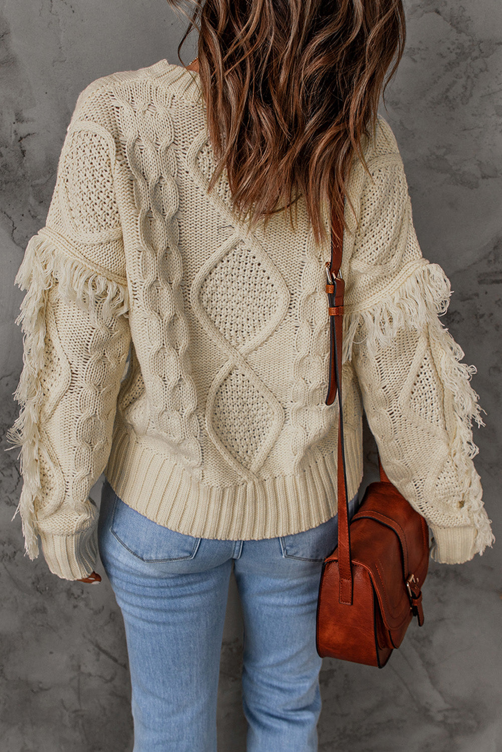 Cable-Knit Fringe Trim Sweater - Minihomy