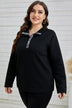 Plus Size Quilted Quarter-Snap Sweatshirt - Minihomy