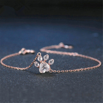 Pink diamond footprint bracelet temperament sweet hand jewelry