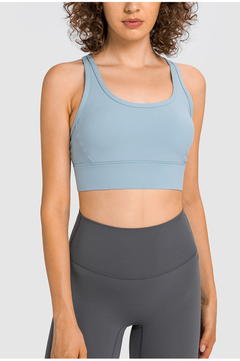 Mesh Panel Racerback Longline Sports Bra - Minihomy