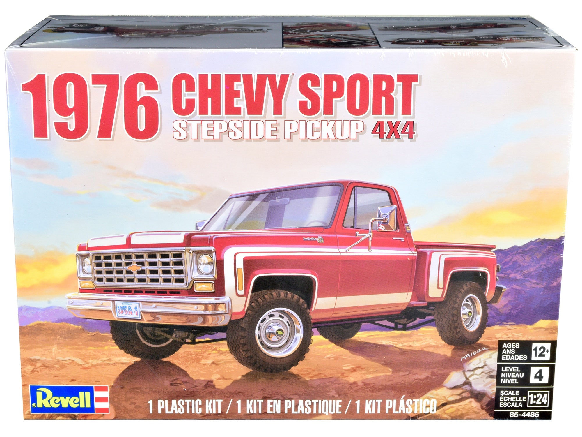 Level 4 Model Kit 1976 Chevrolet Sports Stepside 4x4 Pickup Truck 1/24 Scale Model by Revell - Minihomy