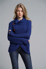 Button Detail Tulip Hem Waffle Knit Sweater