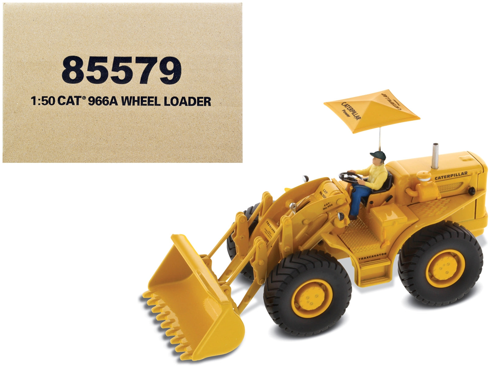 CAT Caterpillar 966A Wheel Loader Yellow with Operator "Vintage Series" 1/50 Diecast Model by Diecast Masters - Minihomy