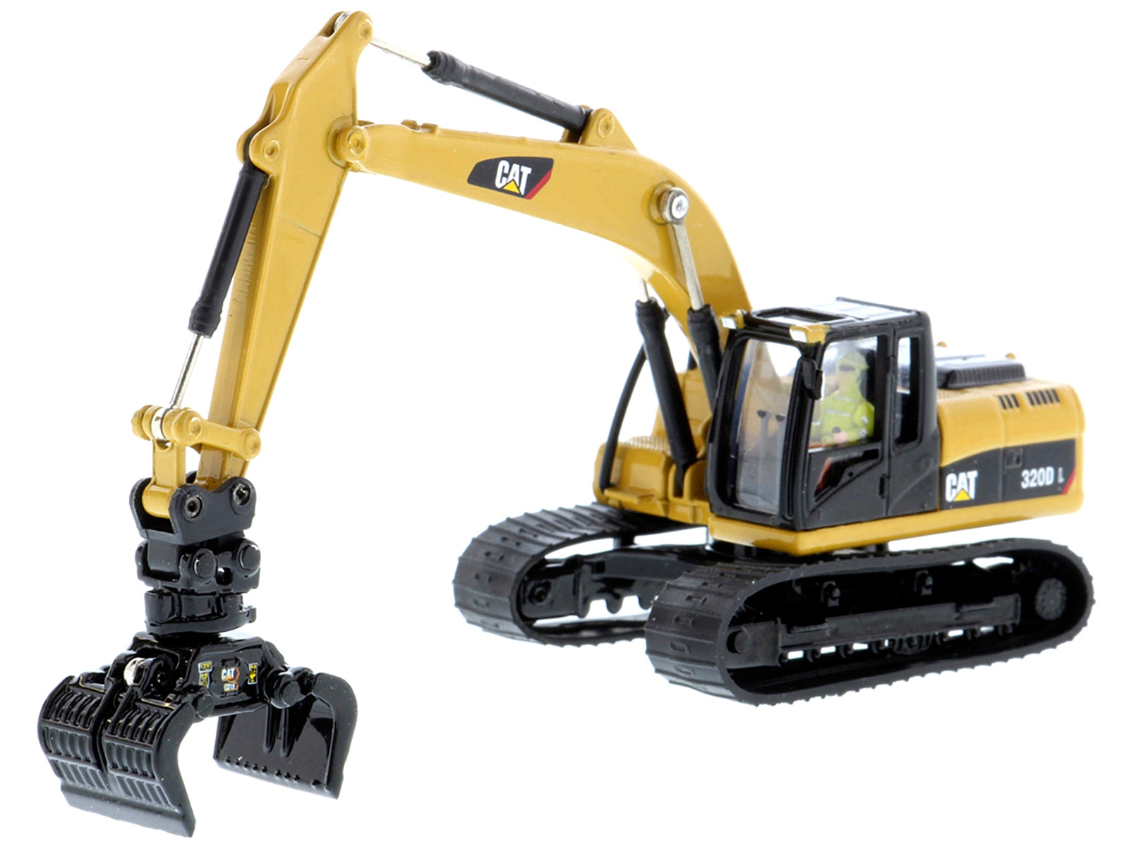 CAT Caterpillar 320D L Hydraulic Excavator with Multiple Work Tools and Operator "High Line" Series 1/87 (HO) Scale Diecast Model by Diecast Masters - Minihomy